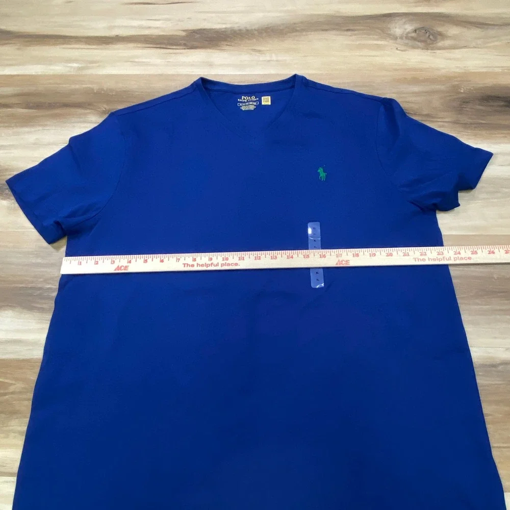 Polo Ralph Lauren V-Neck T-Shirt Men XL Classic Cotton Royal Blue Heritage